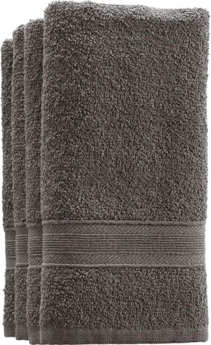 Cotton Fingertip Towels Set - 4 Pack Grey Highly A...