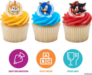 DecoPac Sonic the Hedgehog Rings, Cupcake Decorati...